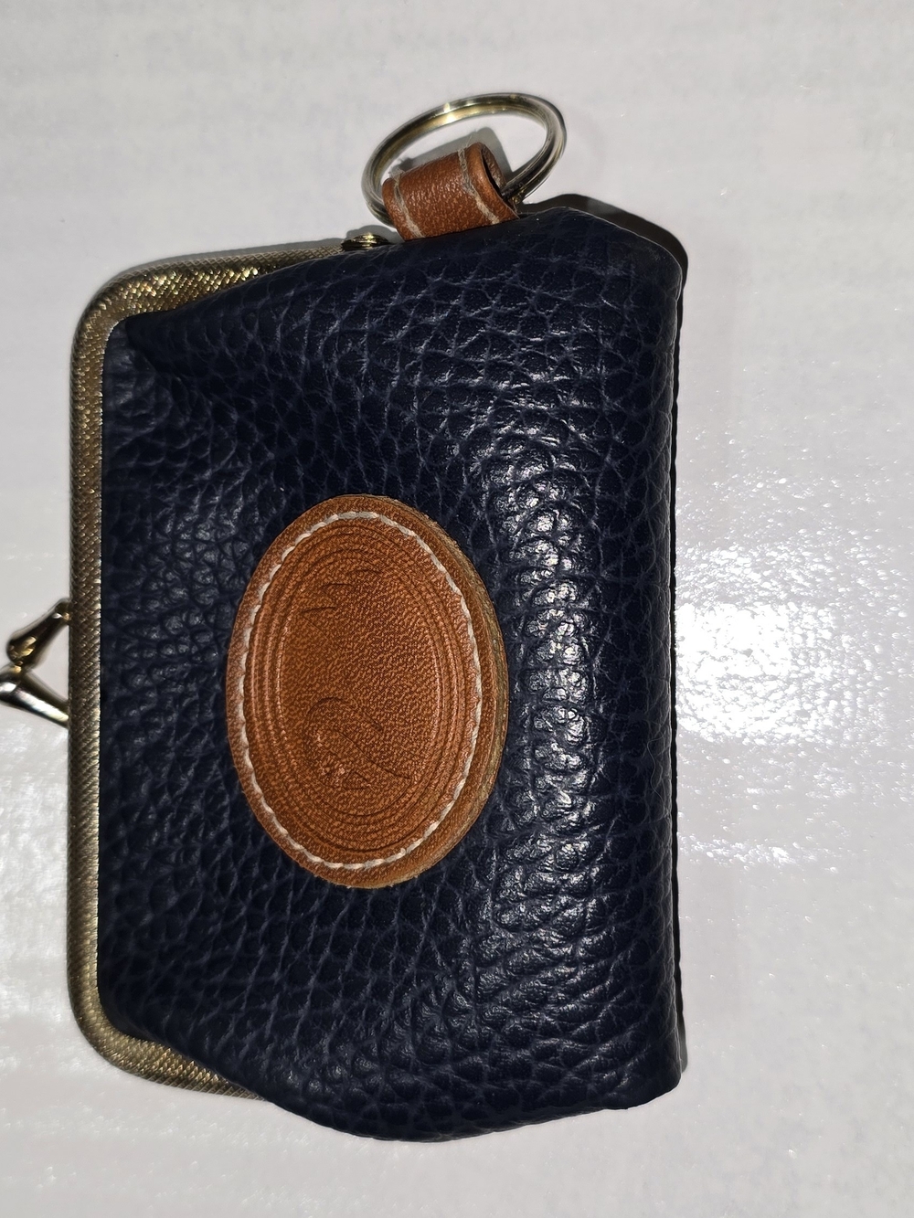 Vintage Dooney Bourke Navy and Tan Leather Change Purse